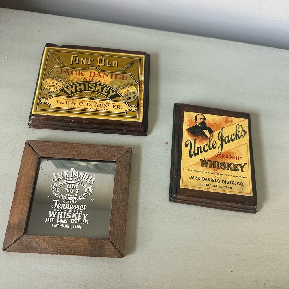 Vintage Jack Daniel’s mini pictures and mirror lot of 3 rare